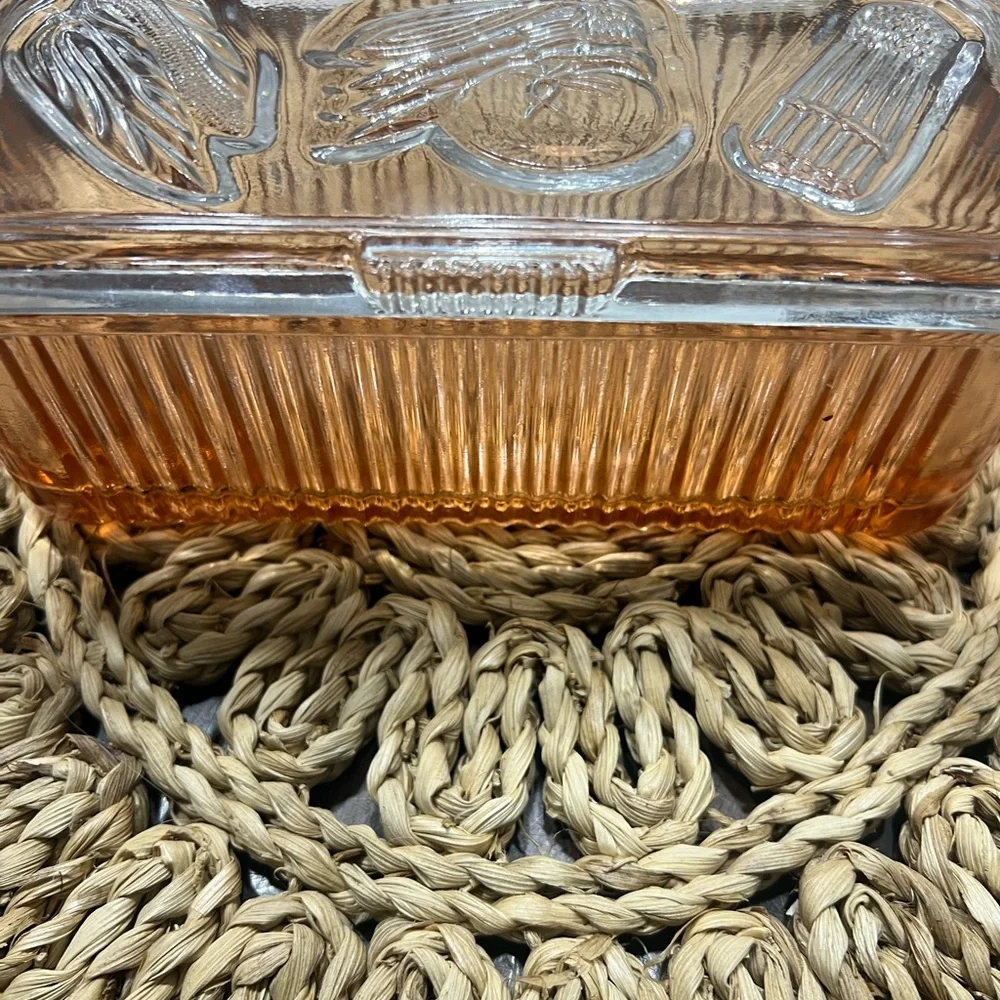Vintage Glass Food Storage Container with Clear Lid